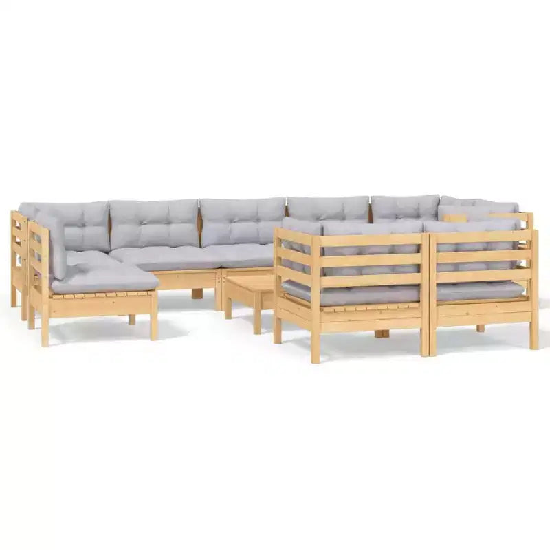 vidaXL Salon de jardin en pin massif avec coussins, multicolore