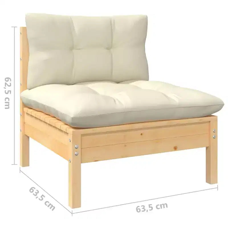 vidaXL Salon de jardin avec coussins en bois de pin massif