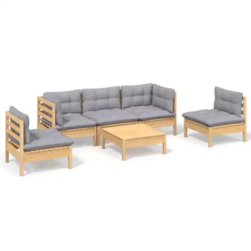 vidaXL Salon de jardin avec coussins en bois de pin massif