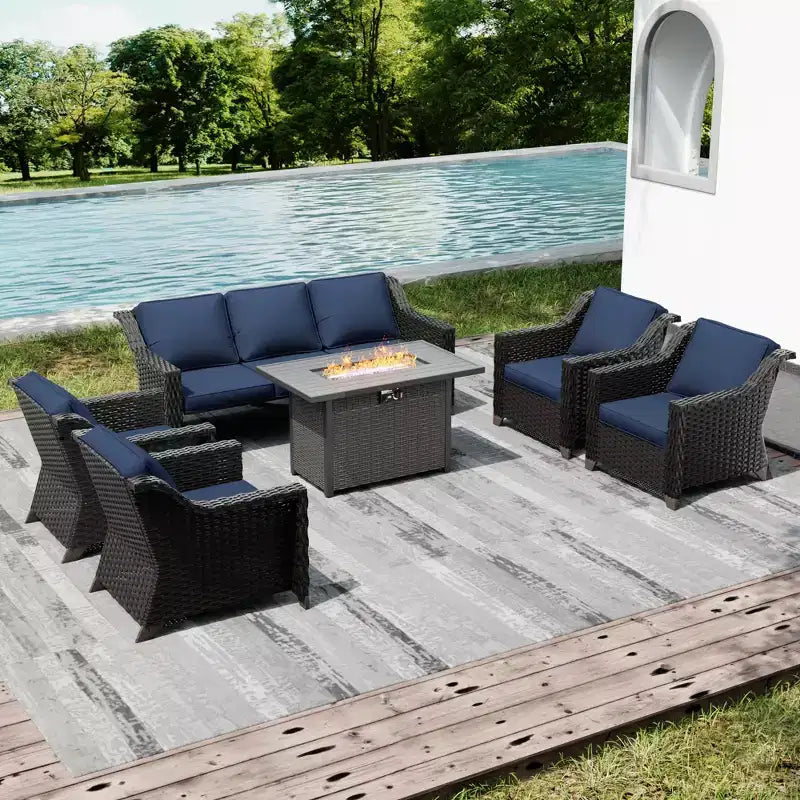 Ensemble de patio extérieur UPTIOT avec table de brasero, canapé et chaises pour les réceptions dans le jardin
