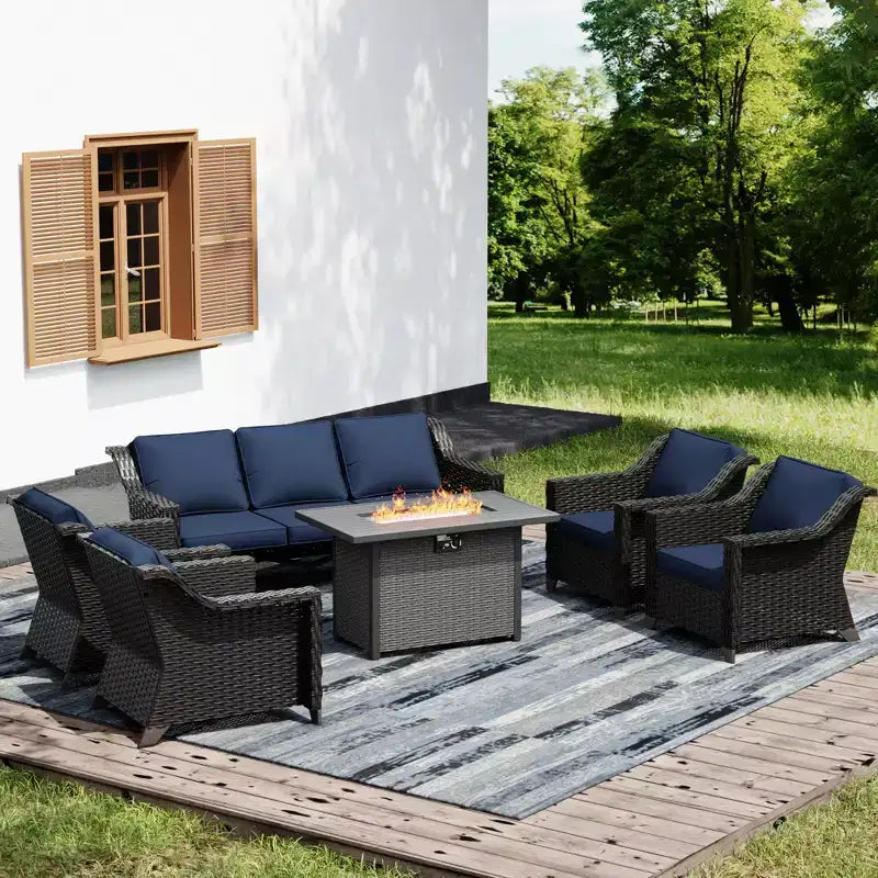 Ensemble de patio extérieur UPTIOT avec table de brasero, canapé et chaises pour les réceptions dans le jardin