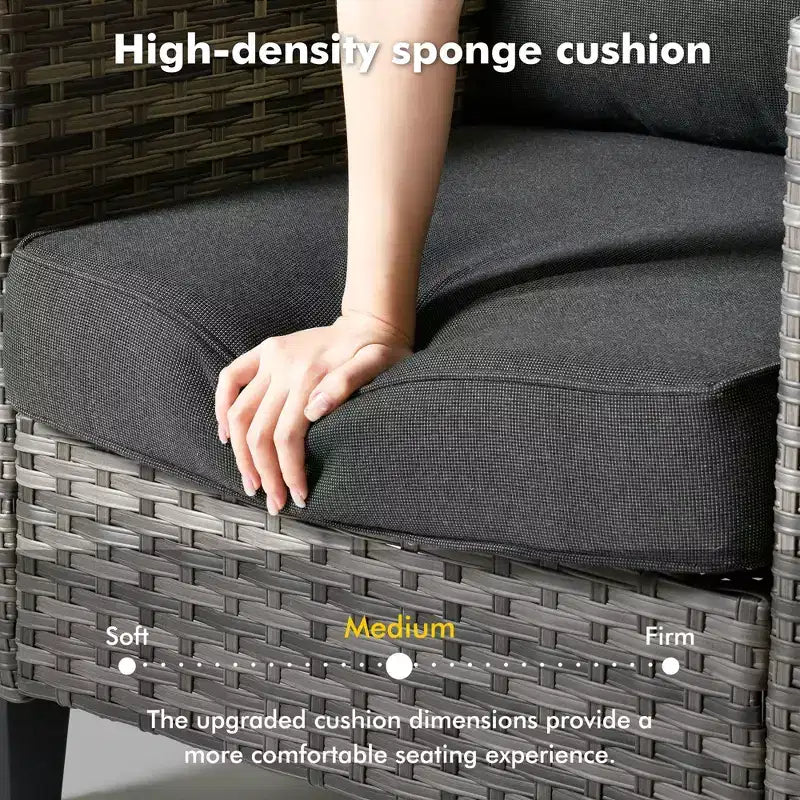 Ensemble de 7 pièces HOMLUX avec chaises pivotantes et table brasero, résistant aux intempéries