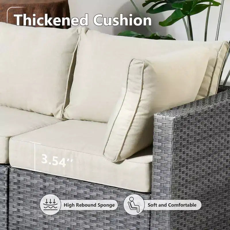 HOMLUX Ensemble de Canapés Modulables d'Extérieur 5 Pièces pour Patio, Jardin, Balcon