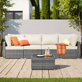 HOMLUX 5 PCS Patio Seating Conversation Sets Outdoor Modular Sectional Sofa Set for Deck Yard Balcony Garden