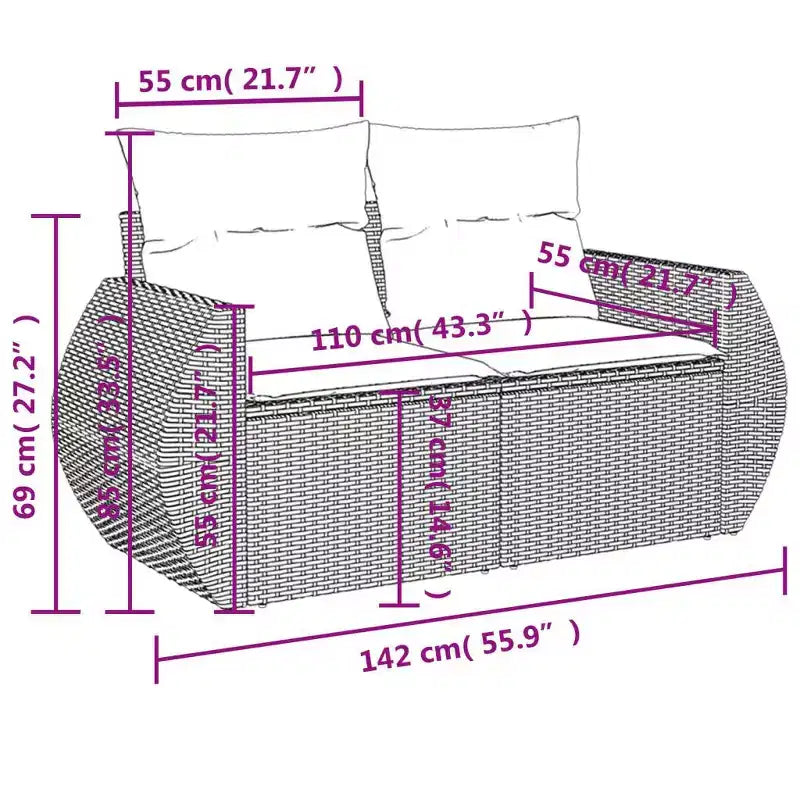 Ensemble de canapés de jardin modulaires vidaXL avec coussins