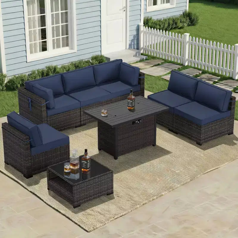 UPTIOT Salon de Jardin Premium avec Canapés d'Angle, Fauteuils d'Appoint et Table Basse Convertible Marron pour un Confort Ultime sur la Terrasse