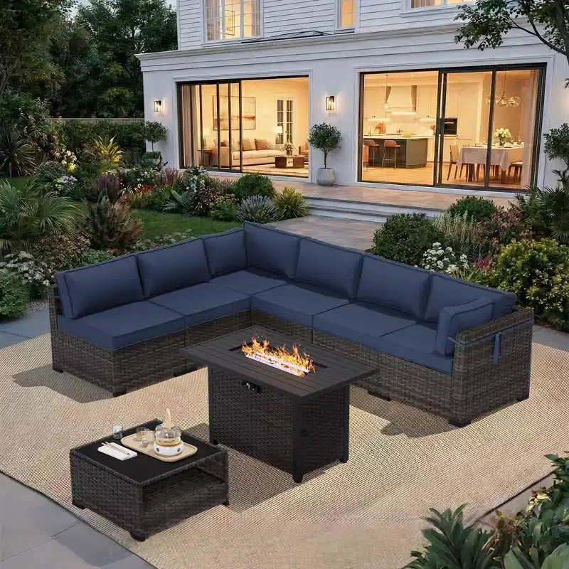 UPTIOT Salon de Jardin Premium avec Canapés d'Angle, Fauteuils d'Appoint et Table Basse Convertible Marron pour un Confort Ultime sur la Terrasse