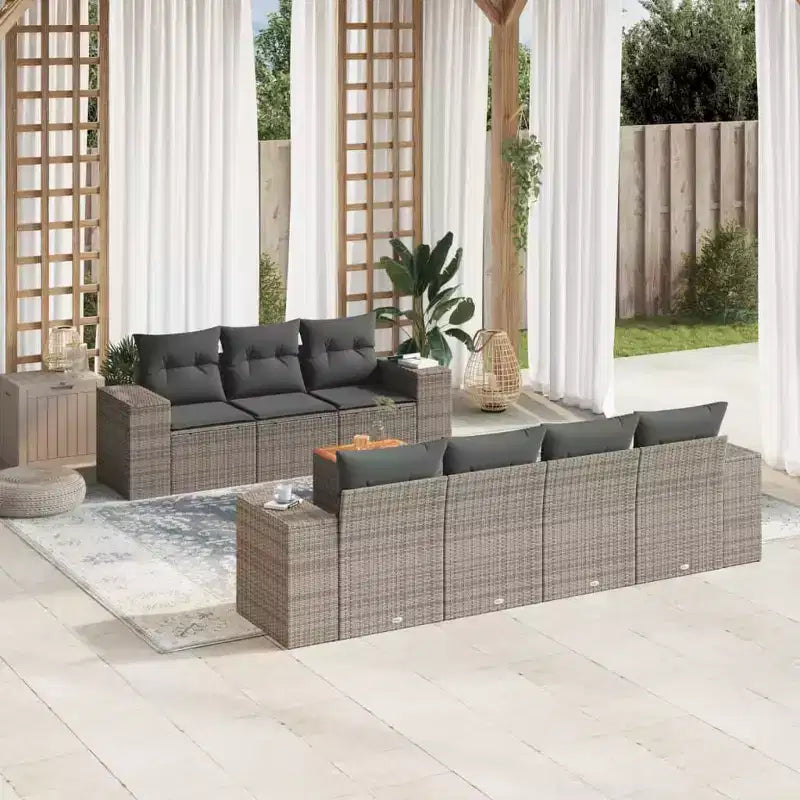 vidaXL Salon de jardin modulaire avec coussins et table en bois d'acacia