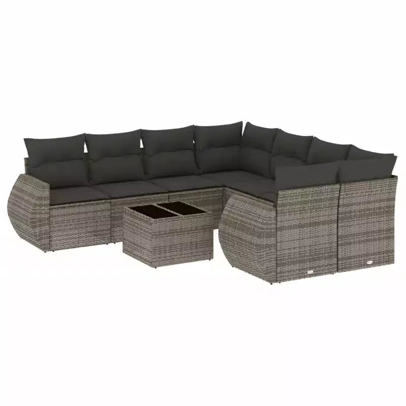 vidaXL Patio Sofa Set with Cushions Outdoor Furniture Poly Rattan
