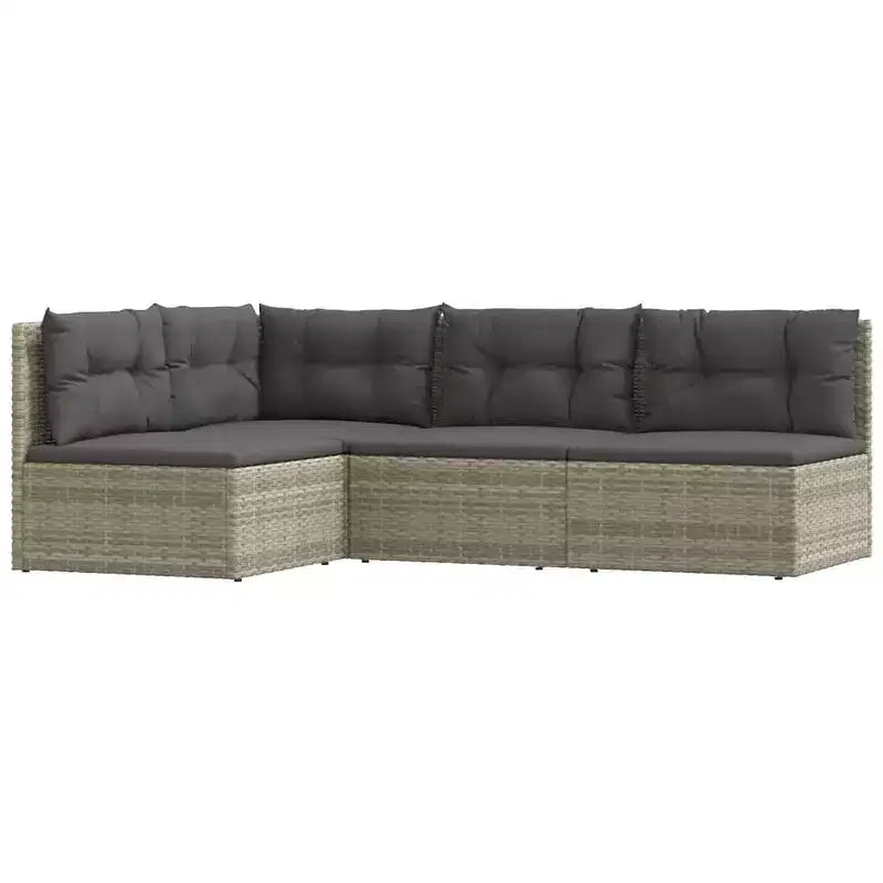 vidaXL Patio Furniture Set Garden Outdoor Lounge Set with Cushions Poly Rattan