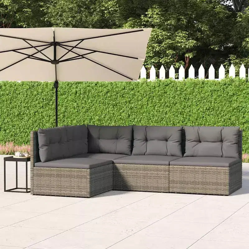 vidaXL Salon de jardin avec coussins en résine tressée