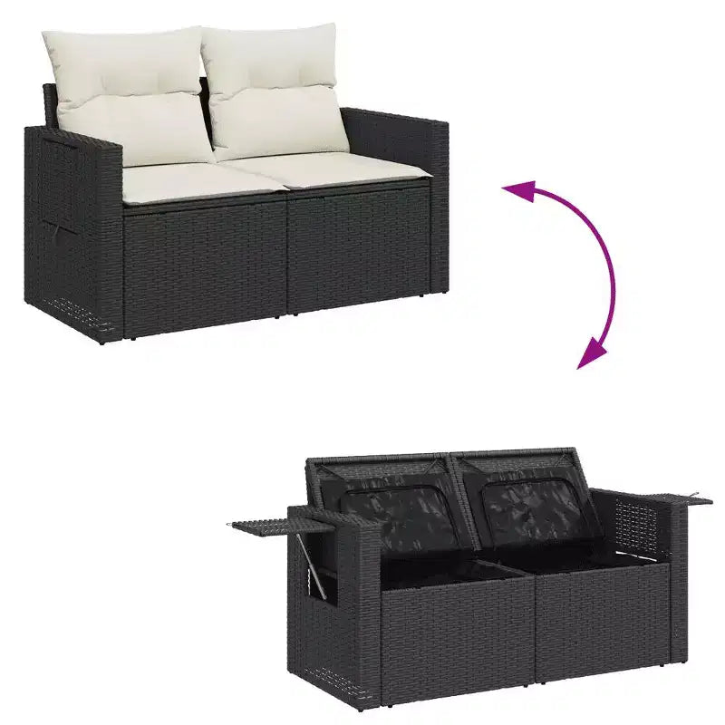 vidaXL Salon de jardin en rotin PE Grands pieds réglables