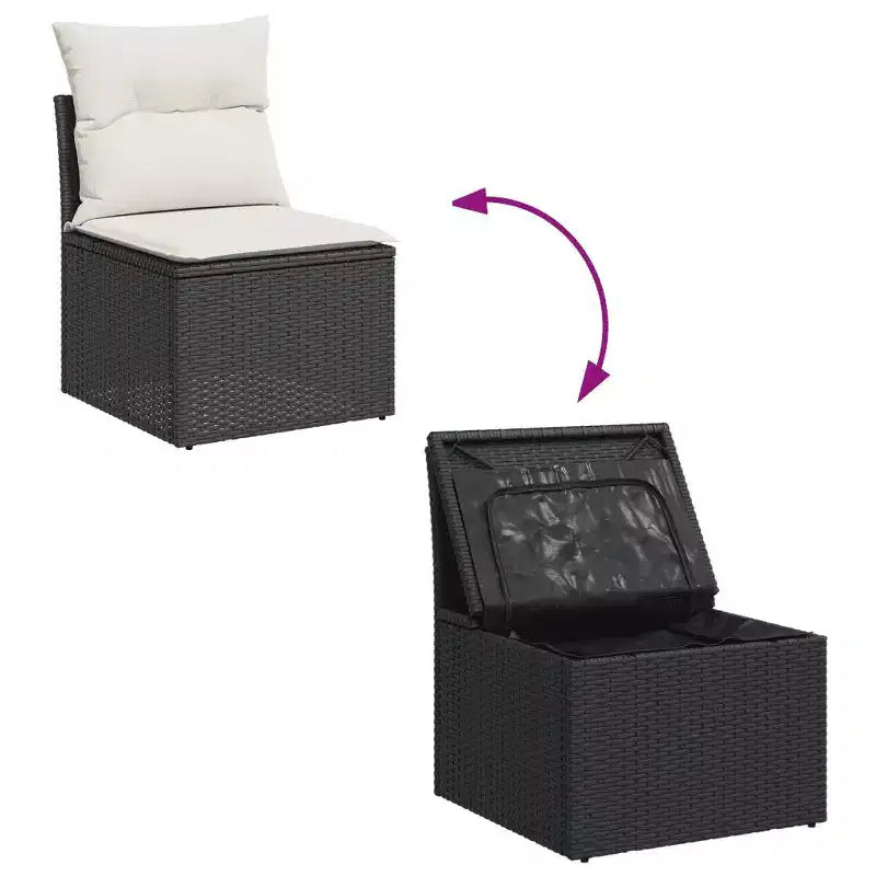 vidaXL Salon de jardin avec canapé et pieds réglables Rectangulaire