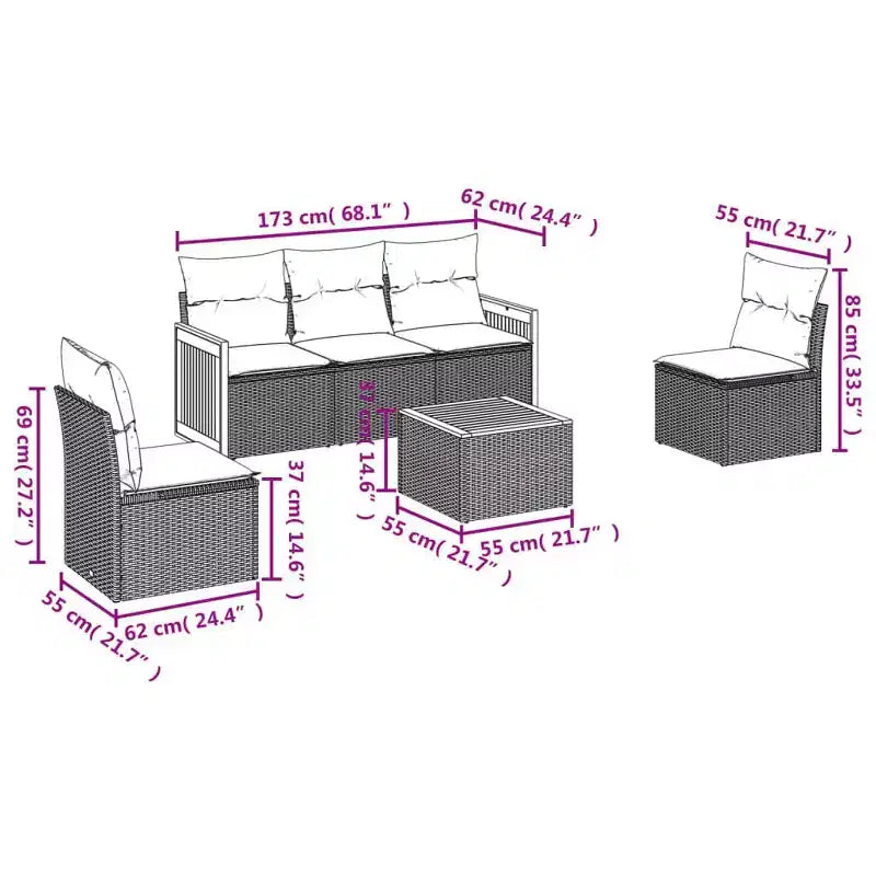 vidaXL Salon de Jardin avec Rangement et Coussins, Design Moderne en Rotin Synthétique