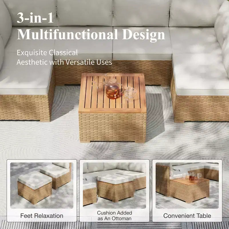 Ensemble de conversation en rotin et osier Captiva Designs pour jardin et terrasse