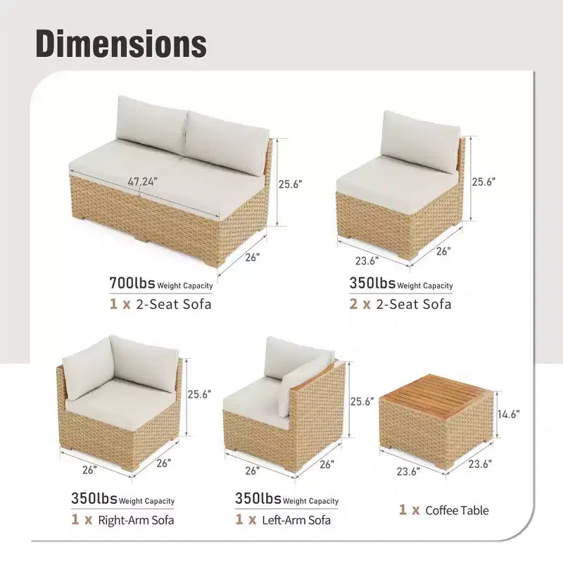 Ensemble de conversation en rotin et osier Captiva Designs pour jardin et terrasse