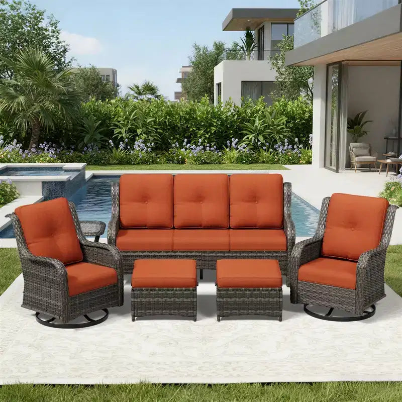 Ensemble de canapés d'extérieur UPTIOT Premium avec fauteuils pivotants et poufs multifonctionnels