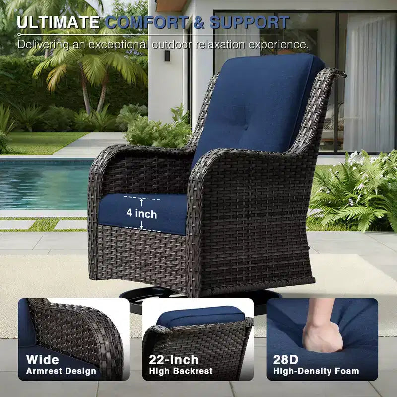 Ensemble de salon d'extérieur UPTIOT Premium : canapé 3 places, 4 fauteuils pivotants, 2 poufs et tables d'appoint
