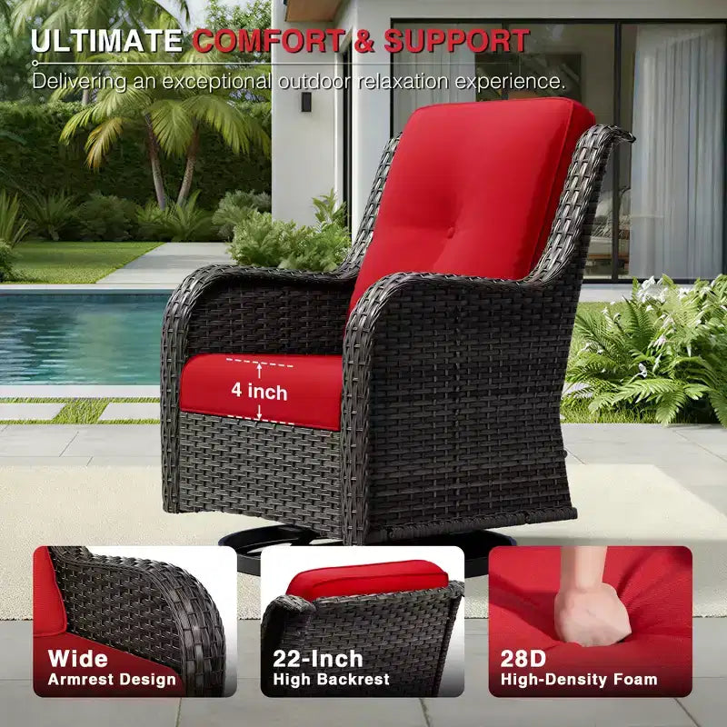 Ensemble de salon d'extérieur UPTIOT Premium : canapé 3 places, 4 fauteuils pivotants, 2 poufs et tables d'appoint