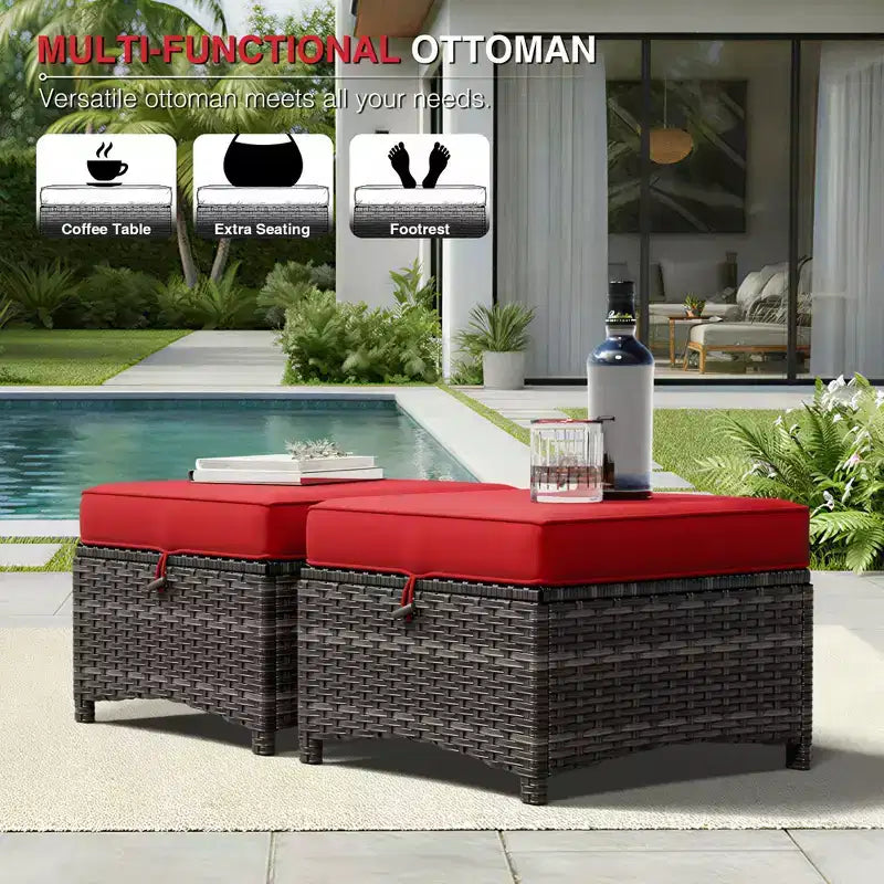 Ensemble de canapé d'extérieur tout temps UPTIOT avec ottoman convertible et table basse