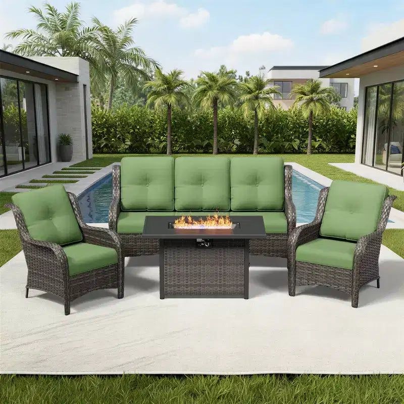 Ensemble de patio extérieur UPTIOT avec canapé confortable, fauteuils d'appoint et foyer multifonctionnel