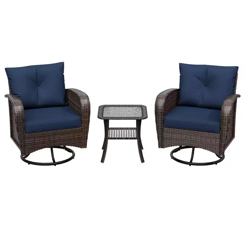 UPTIOT 35 Ensemble de Fauteuils à Bascule Pivotants avec Table d'Appoint en Verre Trempé