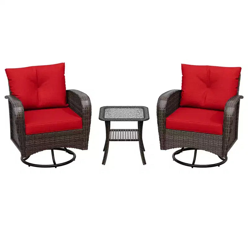UPTIOT 35 Ensemble de Fauteuils à Bascule Pivotants avec Table d'Appoint en Verre Trempé