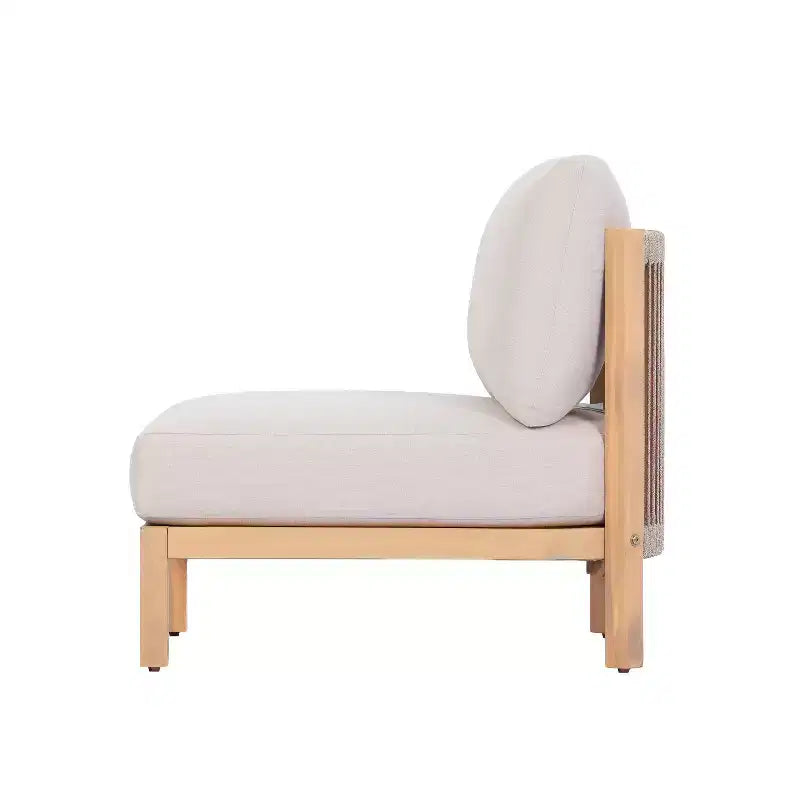 Christopher Knight Home Phachara Ensemble de patio moderne 4 pièces en bois d'acacia avec tressage en corde et coussins