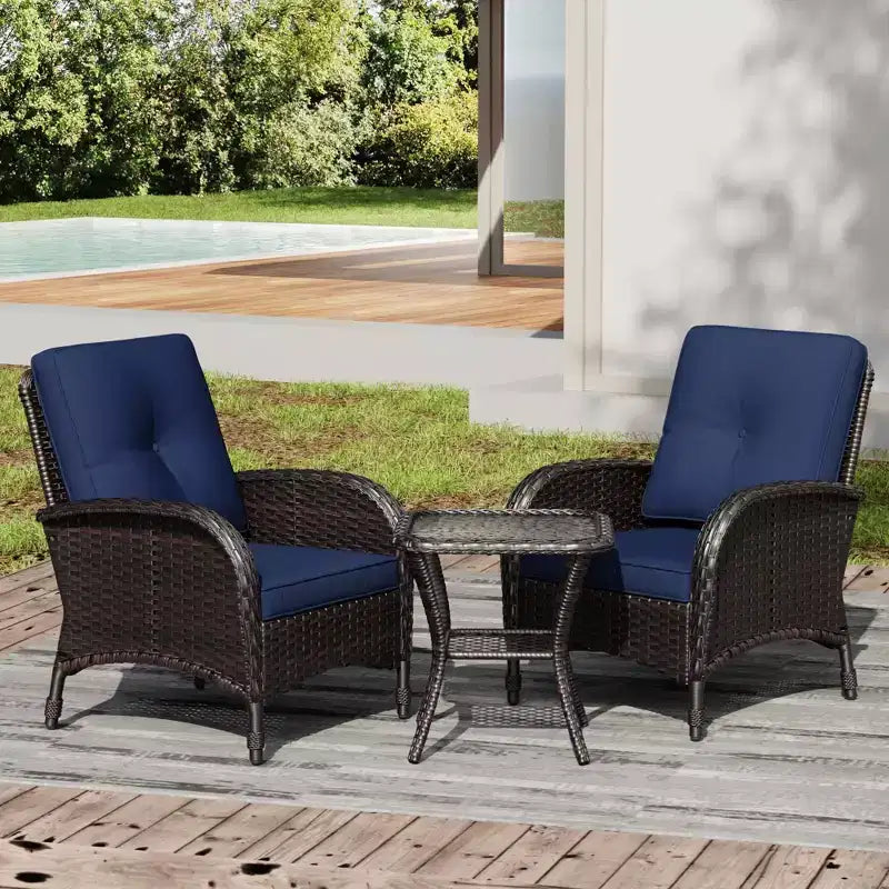 UPTIOT Ensemble fauteuil en osier d'extérieur et table d'appoint avec coussins en oléfine de qualité supérieure pour la relaxation sur la terrasse