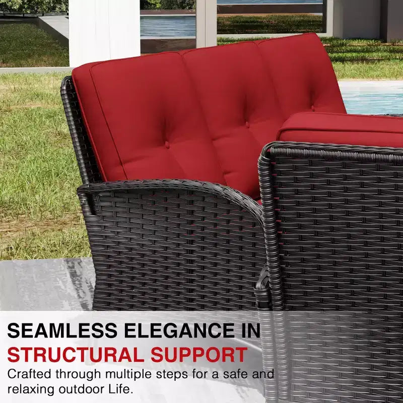 UPTIOT Salon de Jardin en Osier pour l'Extérieur avec Coussins Haute Densité et Conception Résistante aux Intempéries pour Terrasse et Jardin