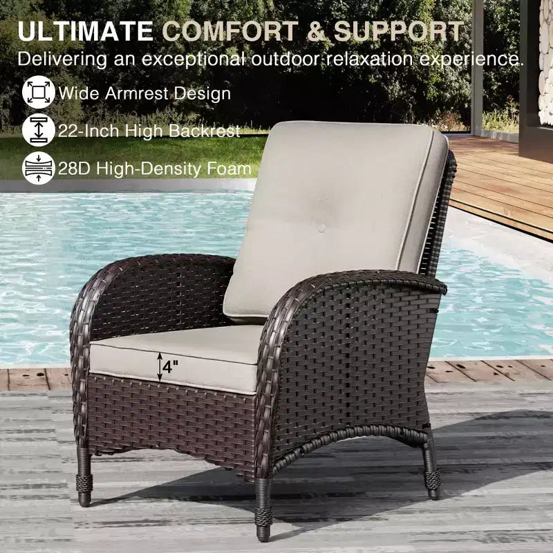 UPTIOT Salon de Jardin en Osier pour l'Extérieur avec Coussins Haute Densité et Conception Résistante aux Intempéries pour Terrasse et Jardin