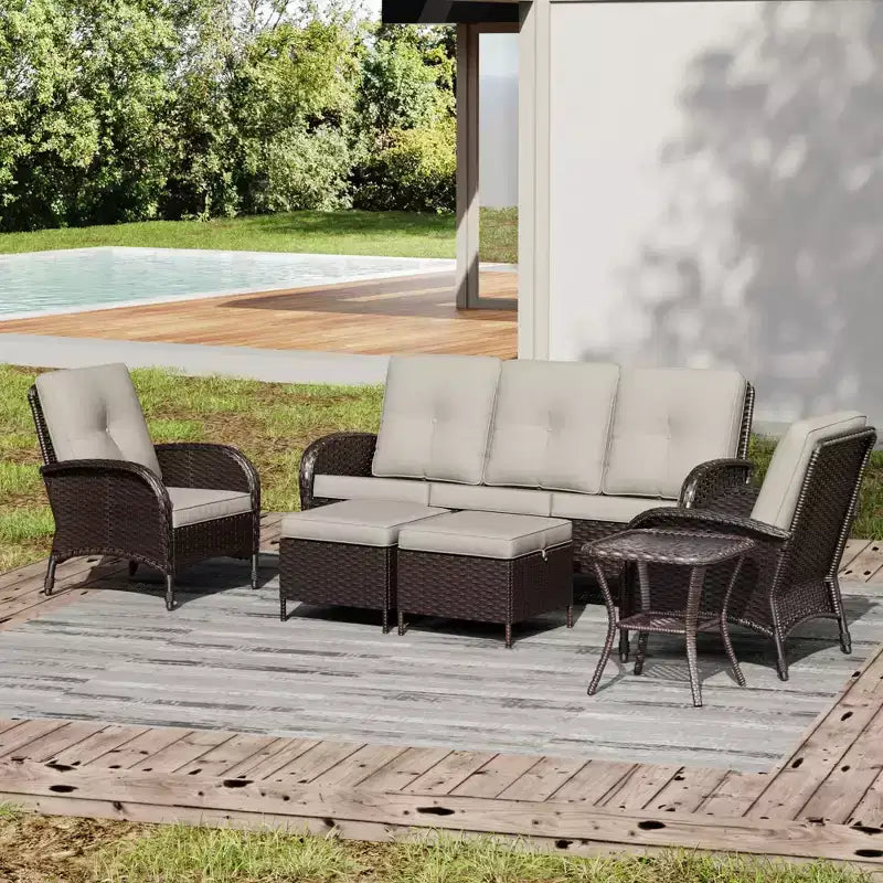UPTIOT Outdoor Wicker Sofa Set with High-Density Cushions & Weather-Resistant Design for Patio and Garden