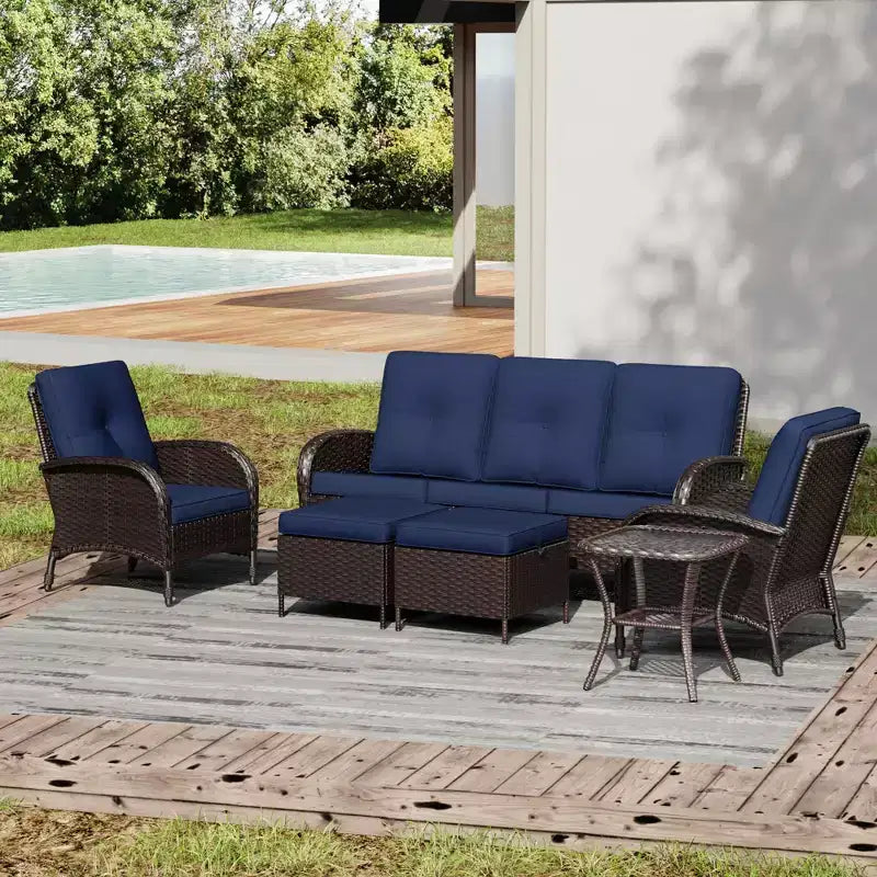 UPTIOT Salon de Jardin en Osier pour l'Extérieur avec Coussins Haute Densité et Conception Résistante aux Intempéries pour Terrasse et Jardin