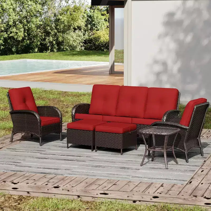 UPTIOT Salon de Jardin en Osier pour l'Extérieur avec Coussins Haute Densité et Conception Résistante aux Intempéries pour Terrasse et Jardin
