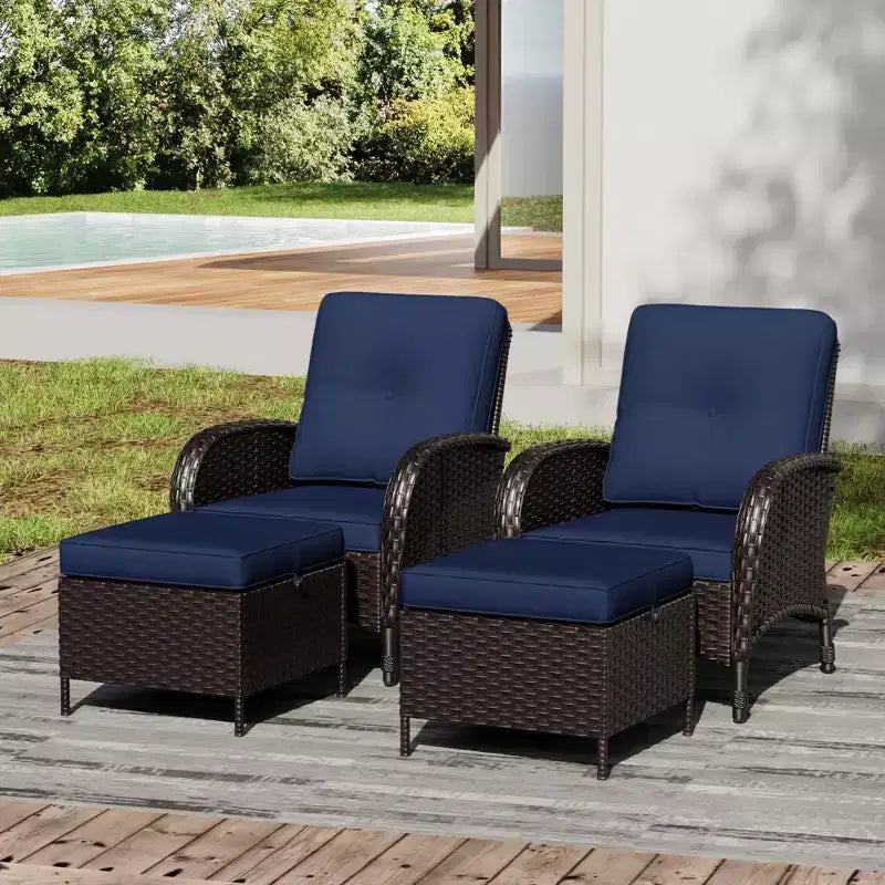 Ensemble de patio extérieur UPTIOT : 2 chaises en osier et 2 poufs pour un confort et une durabilité ultimes