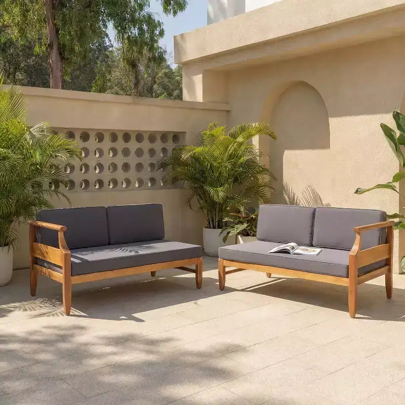 Ensemble de canapé d'angle d'extérieur, salon de jardin avec table basse et coussins résistants à l'eau - ModernLuxe