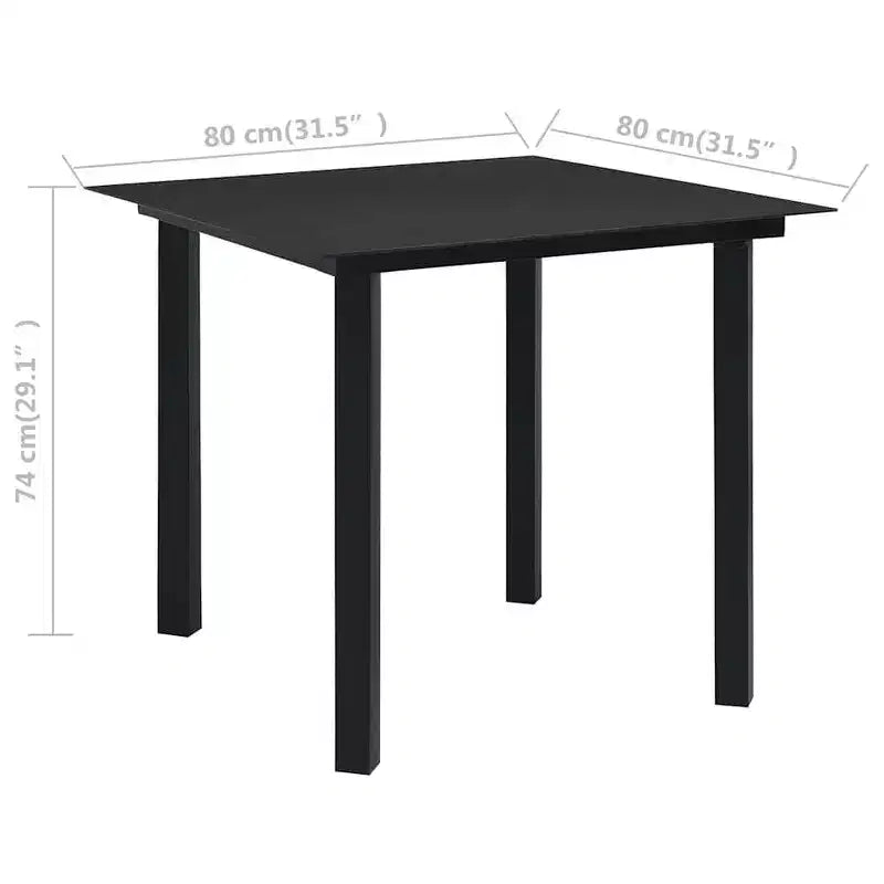 vidaXL Ensemble de salle à manger Noir Résine tressée, acier thermolaqué, verre Standard