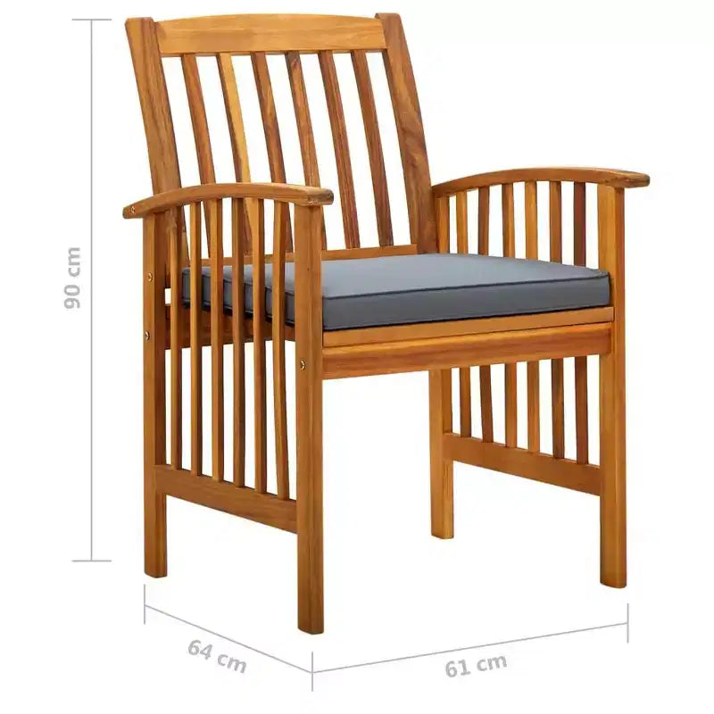vidaXL Ensemble de salle à manger de jardin avec coussin gris foncé, bois naturel