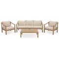 Christopher Knight Home Febi Modern 4 Piece Acacia Patio Seating Set with Cushion and Slatted Table