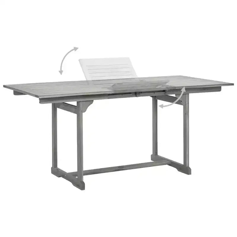 vidaXL Salon de jardin gris en bois d'acacia massif extensible Standard