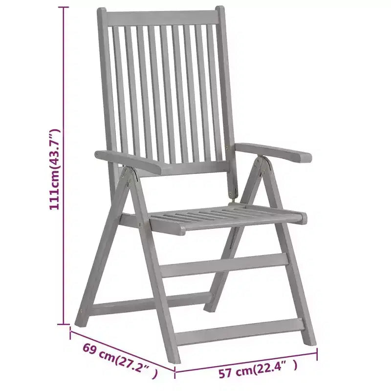 vidaXL Salon de jardin gris en bois d'acacia massif extensible Standard