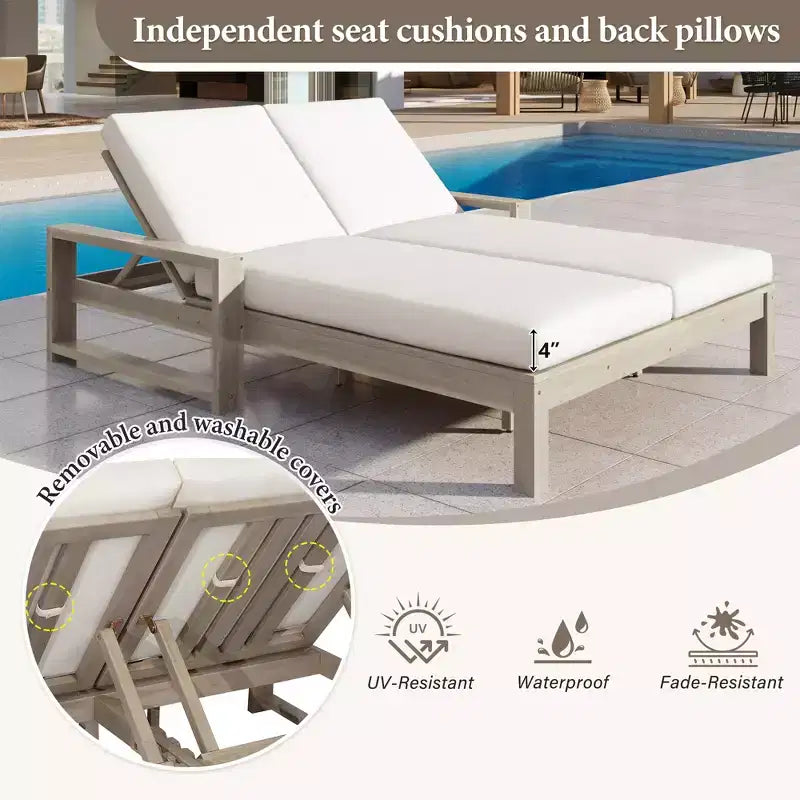 Bain de soleil double Polibi avec dossier réglable sur 5 positions