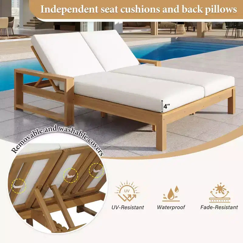 Bain de soleil double Polibi avec dossier réglable sur 5 positions