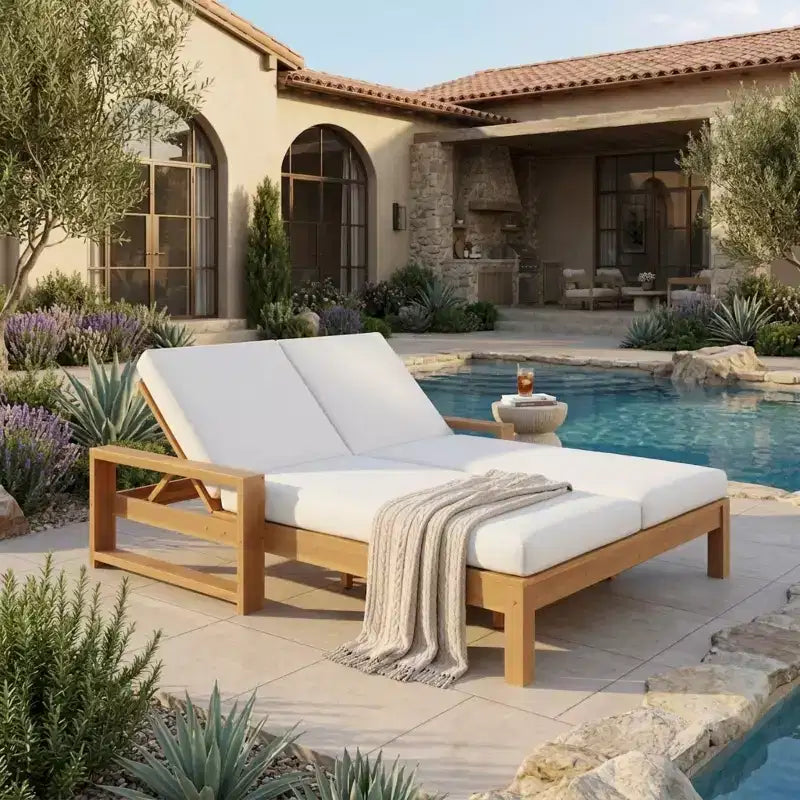 Bain de soleil double Polibi avec dossier réglable sur 5 positions