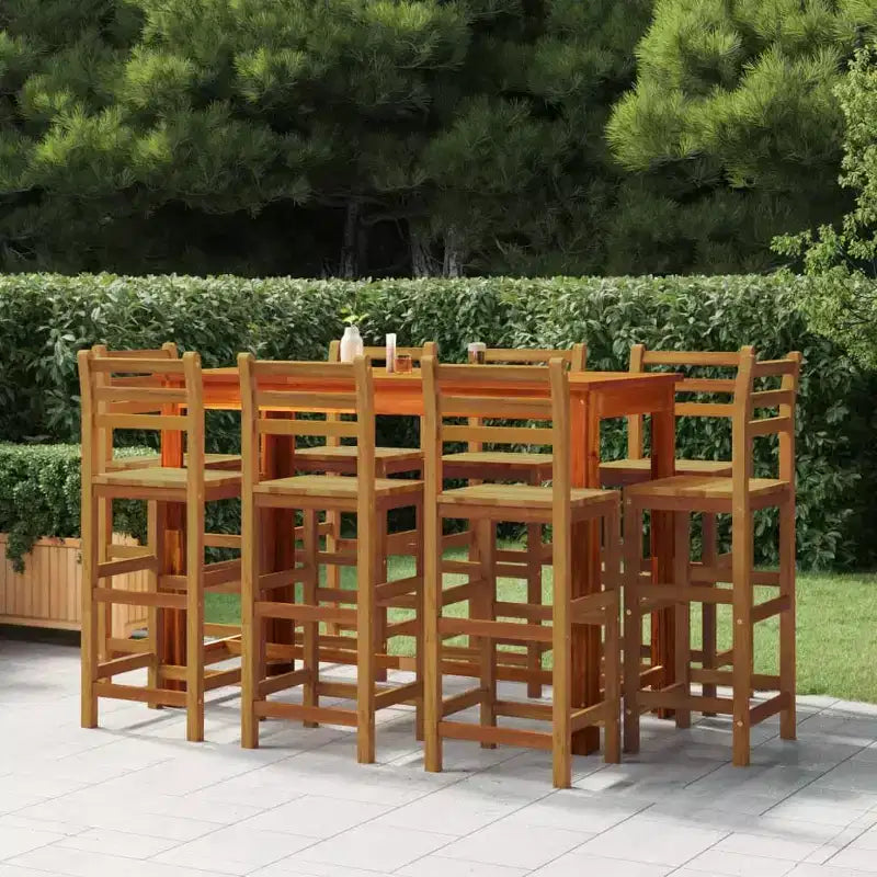 vidaXL Ensemble de bar de jardin Bois naturel Bois d'acacia massif avec finition huilée Grand