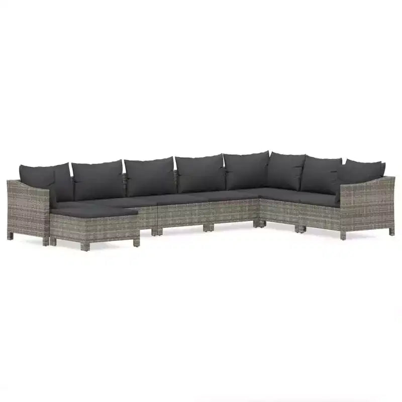 vidaXL Garden Lounge Set Grey PE rattan, powder-coated steel Large
