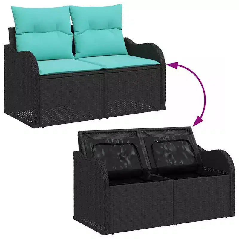 vidaXL Salon de jardin 6 pcs en résine tressée turquoise
