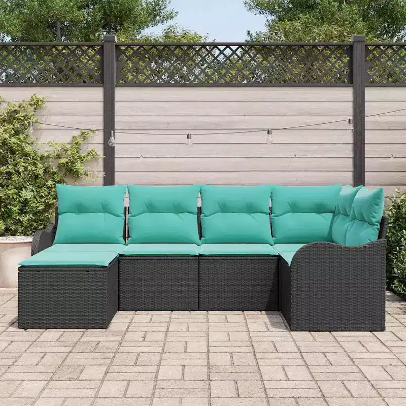 vidaXL Salon de jardin 6 pcs en résine tressée turquoise