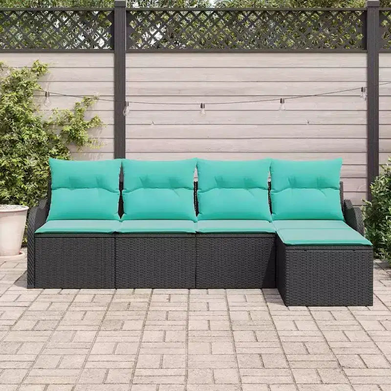 vidaXL Salon de jardin avec rangement 5 pcs Résine tressée noire