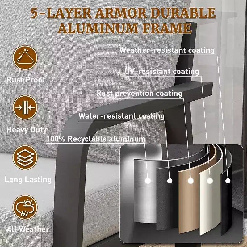 GDFStudio Athena Salon de jardin moderne 4 pièces en aluminium avec coussins
